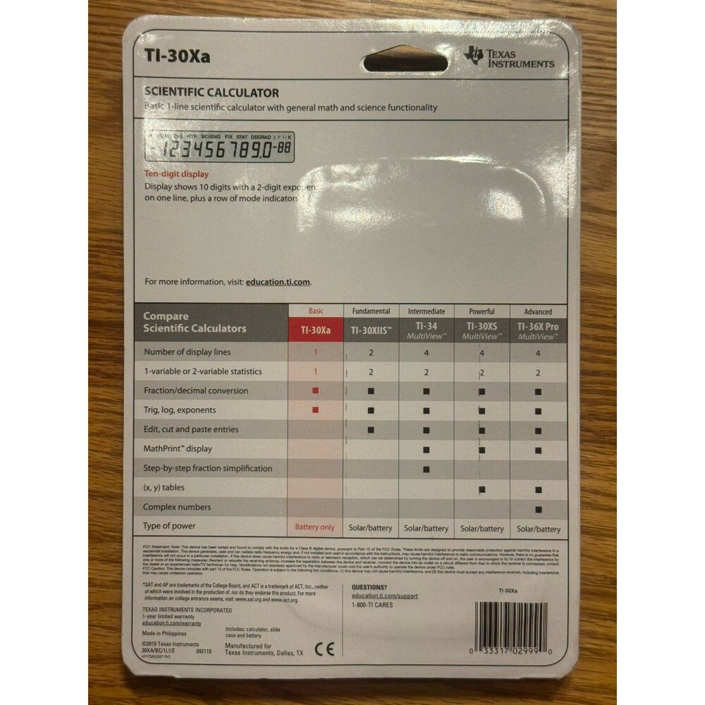 Texas Instruments TI-30Xa Scientific Calculator Math Algebra Science ACT, SAT AP - Picture 2 of 2
